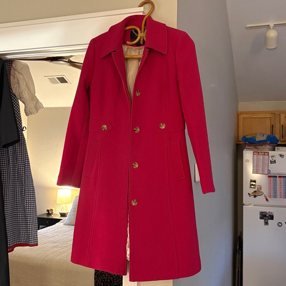 J. Crew Lady Day Coat (Sz. 4) in Italian Double-Cloth Wool with Thinsulate Pink
